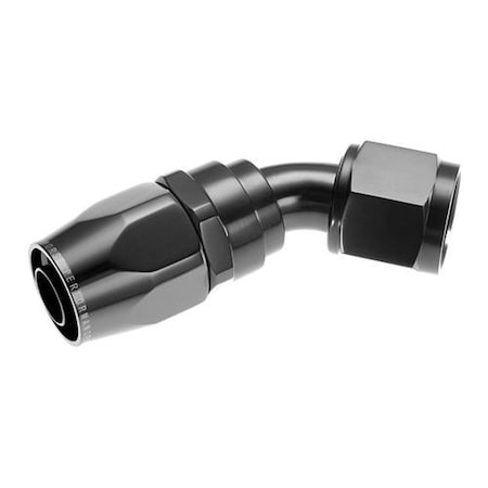 -12 AN Hose, -12 AN Outlet, 45 Degree, Anodized, Black, Aluminum, Single